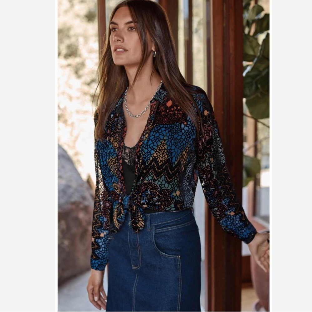 Johnny Was Audrey Oversized Burnout Shirt